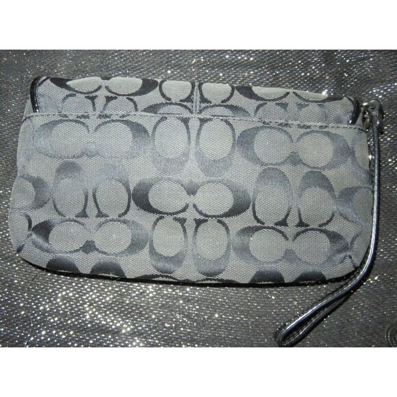 Coach Black Signature C Jacquard Canvas & Leather Trim Sufflette Flap Wristlet - Picture 2 of 8